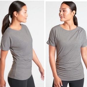 WOMENS HEATHERED ATHLETA ESSENCE LIGHTWEIGHT PLEATED T-SHIRT SIZE XS